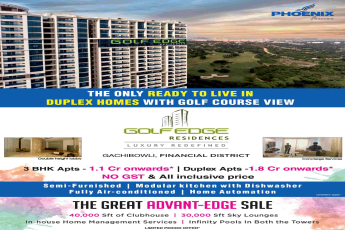 Live in the only ready to live duplex homes with golf course view at Phoenix Golf Edge in Hyderabad